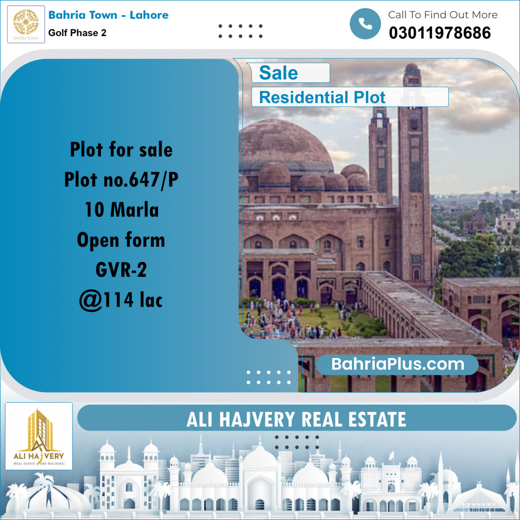 10 Marla Residential Plot for Sale in Golf Phase 2 -  Bahria Town, Lahore - (BP-358649)
