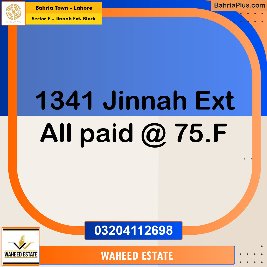 5 Marla Residential Plot for Sale in Sector E - Jinnah Ext. Block -  Bahria Town, Lahore - (BP-358663)