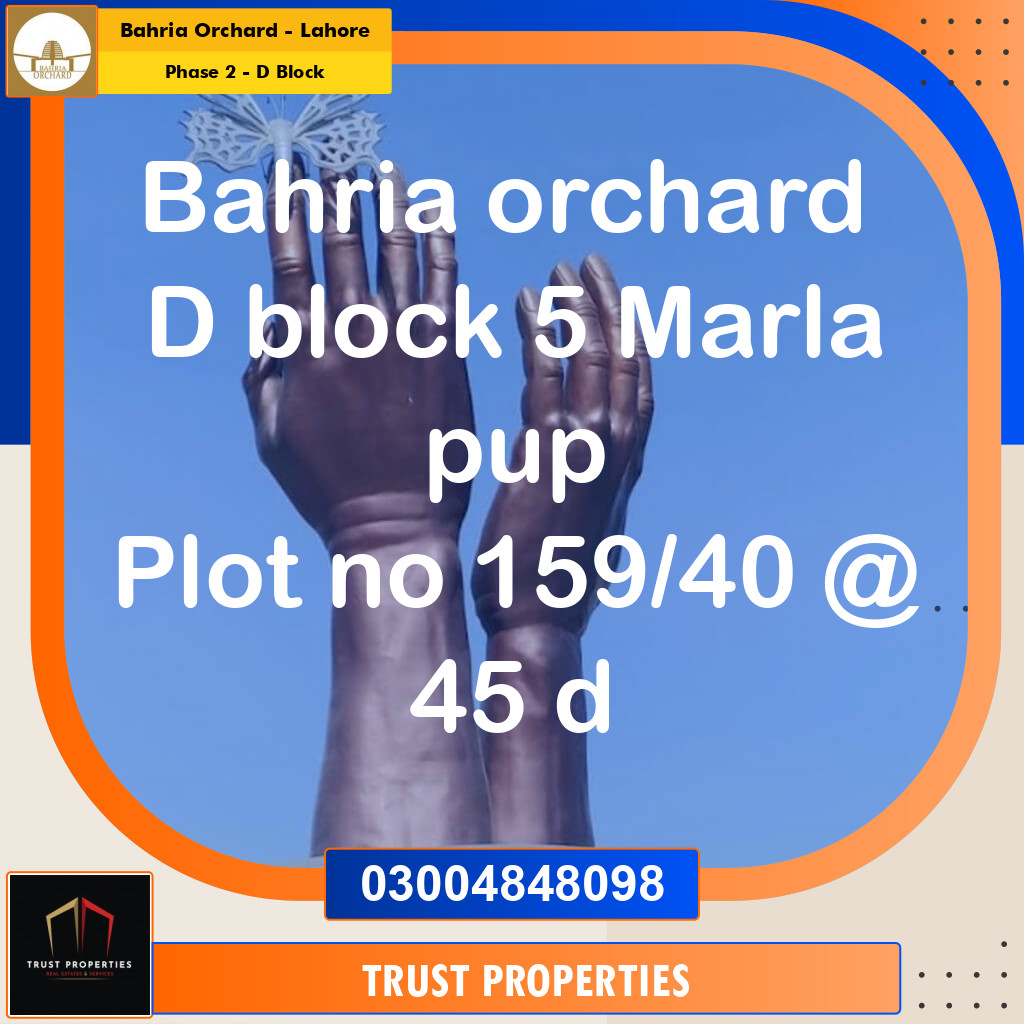 5 Marla Residential Plot for Sale in Phase 2 - D Block -  Bahria Orchard, Lahore - (BP-358716)