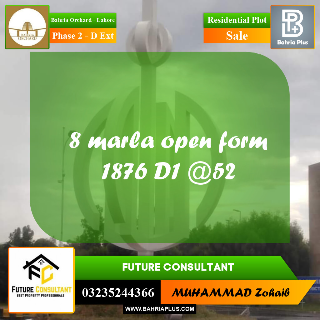 8 Marla Residential Plot for Sale in Phase 2 - D Ext -  Bahria Orchard, Lahore - (BP-358746)