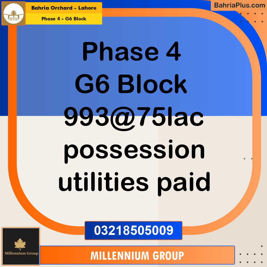 10 Marla Residential Plot for Sale in Phase 4 - G6 Block -  Bahria Orchard, Lahore - (BP-358844)