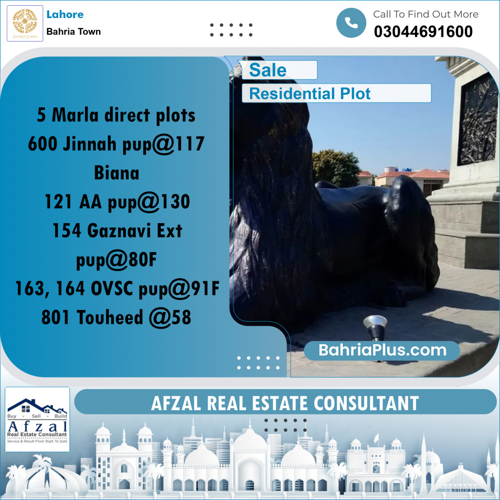 Residential Plot for Sale in Bahria Town, Lahore - (BP-358903)