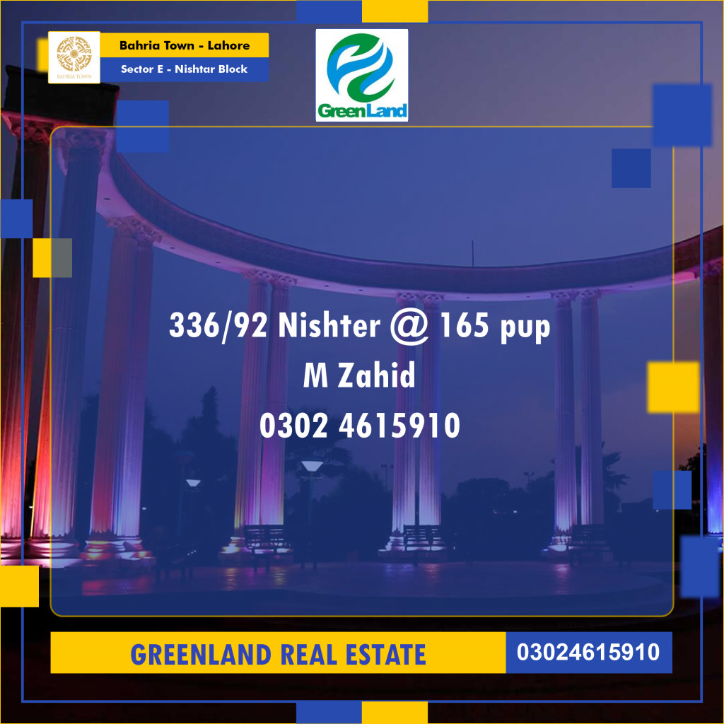 10 Marla Residential Plot for Sale in Sector E - Nishtar Block -  Bahria Town, Lahore - (BP-358941)