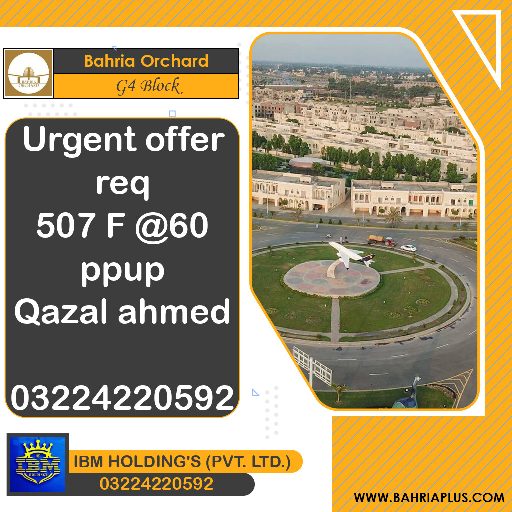 8 Marla Residential Plot for Sale in Phase 4 - G4 Block -  Bahria Orchard, Lahore - (BP-358988)
