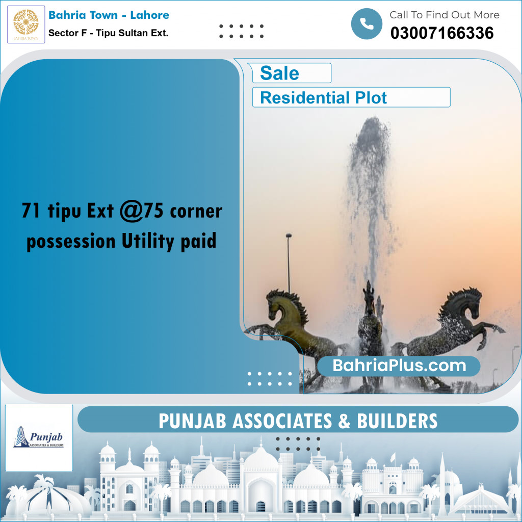 Residential Plot for Sale in Sector F - Tipu Sultan Ext. -  Bahria Town, Lahore - (BP-360172)