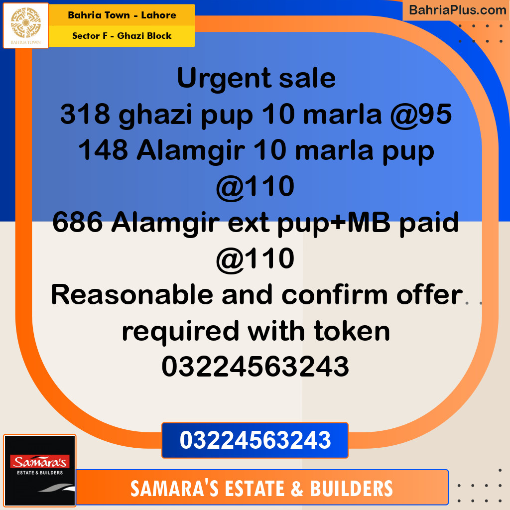 10 Marla Residential Plot for Sale in Sector F - Ghazi Block -  Bahria Town, Lahore - (BP-360179)