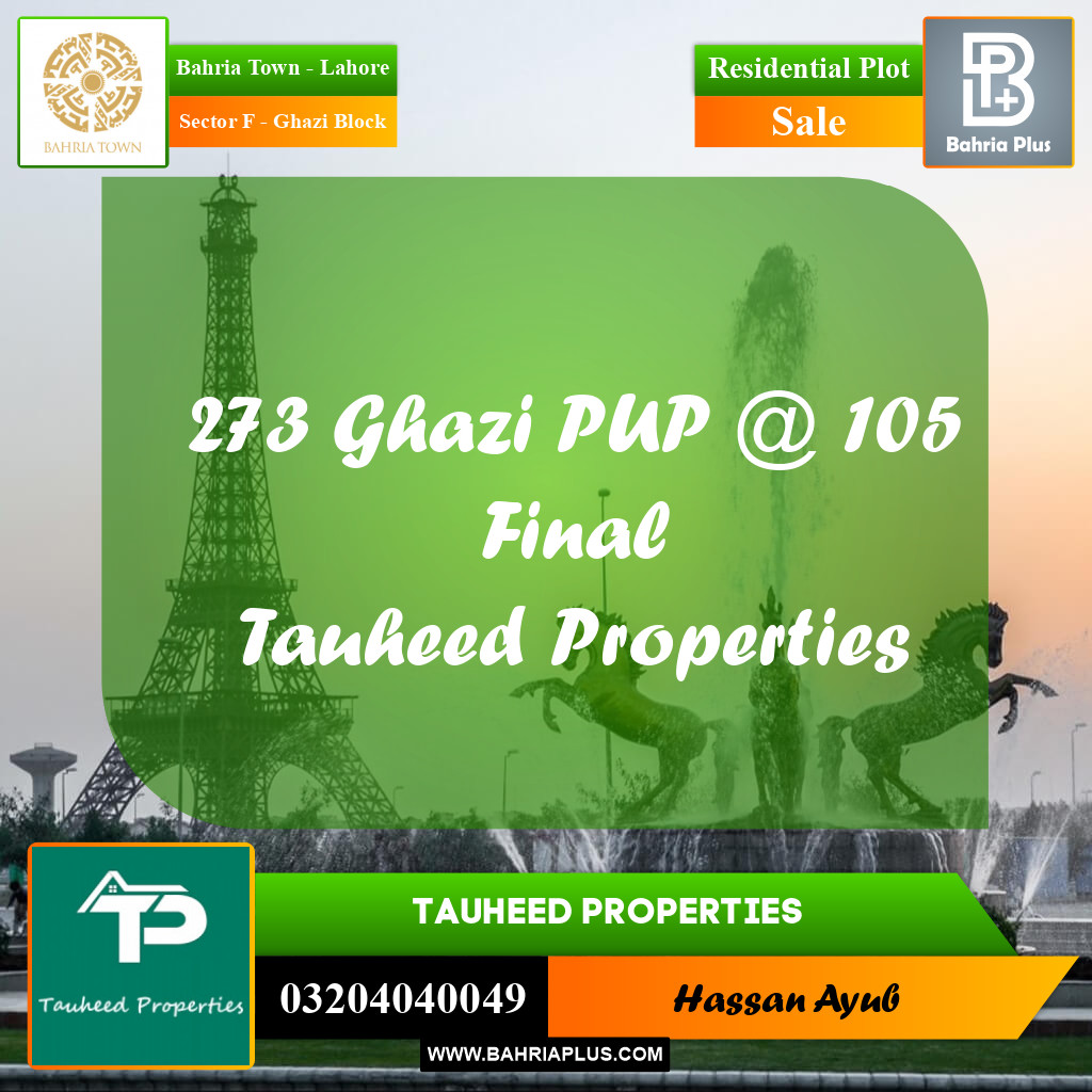 10 Marla Residential Plot for Sale in Sector F - Ghazi Block -  Bahria Town, Lahore - (BP-360190)