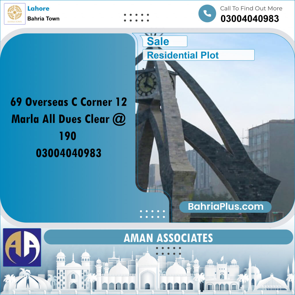Residential Plot for Sale in Bahria Town, Lahore - (BP-360220)