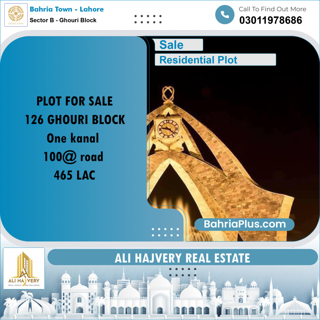 1 Kanal Residential Plot for Sale in Sector B - Ghouri Block -  Bahria Town, Lahore - (BP-360256)