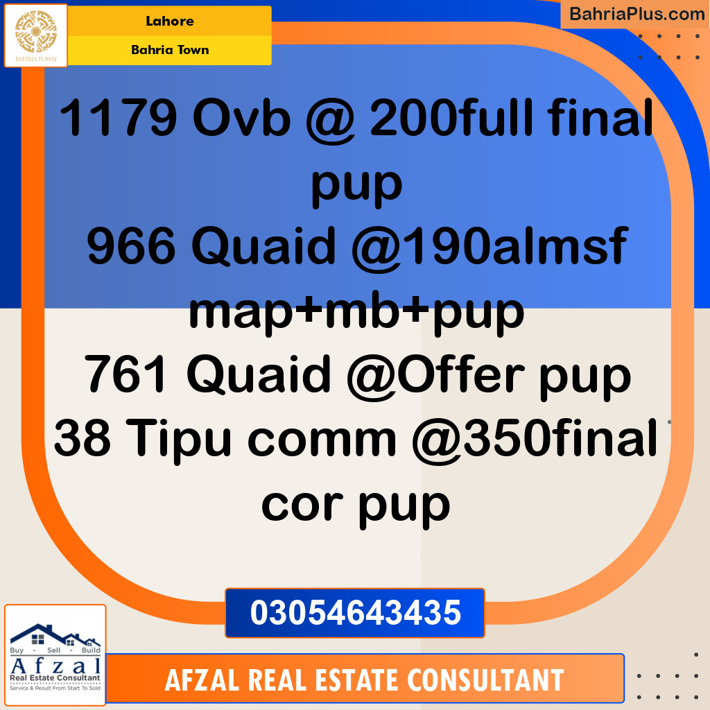 Residential Plot for Sale in Bahria Town, Lahore - (BP-360265)