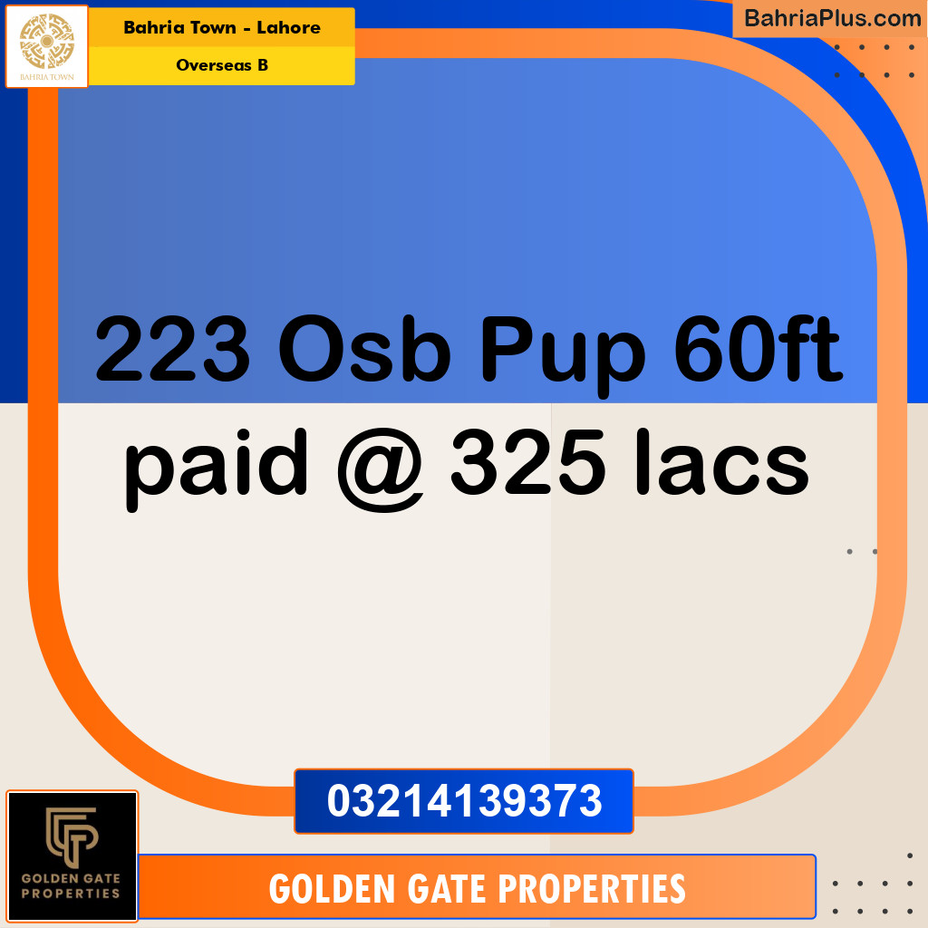 1 Kanal Residential Plot for Sale in Overseas B -  Bahria Town, Lahore - (BP-360276)