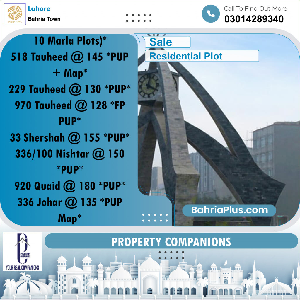 Residential Plot for Sale in Bahria Town, Lahore - (BP-360277)