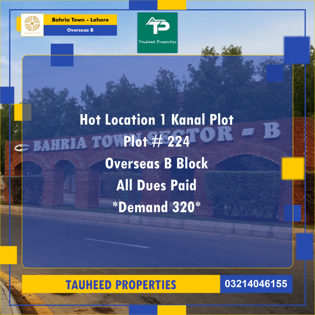 1 Kanal Residential Plot for Sale in Overseas B -  Bahria Town, Lahore - (BP-360307)