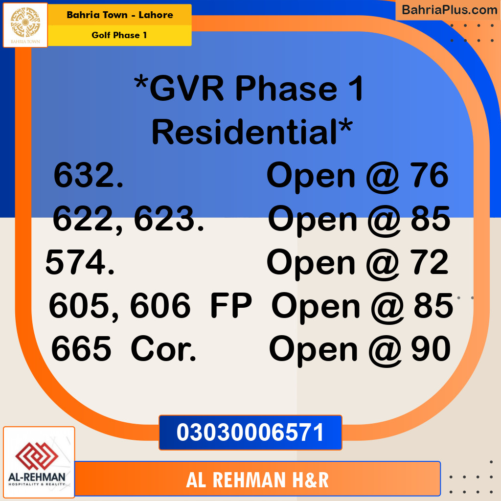 5 Marla Residential Plot for Sale in Golf Phase 1 -  Bahria Town, Lahore - (BP-360322)