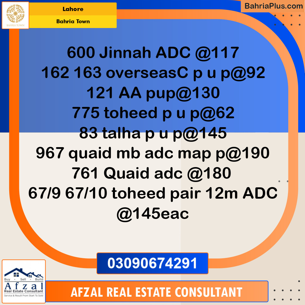 Residential Plot for Sale in Bahria Town, Lahore - (BP-360334)