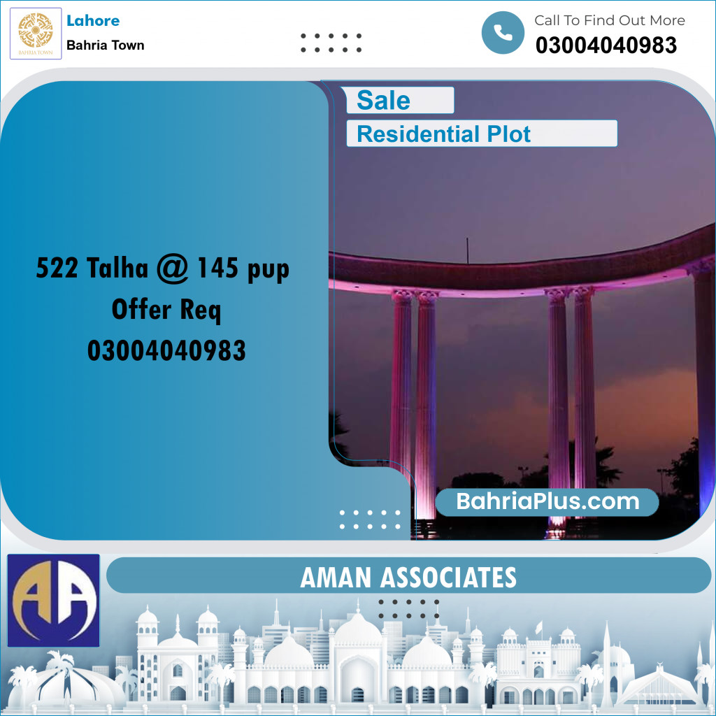 Residential Plot for Sale in Bahria Town, Lahore - (BP-360338)