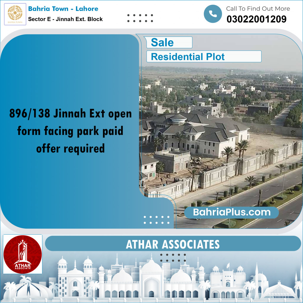 5 Marla Residential Plot for Sale in Sector E - Jinnah Ext. Block -  Bahria Town, Lahore - (BP-360356)
