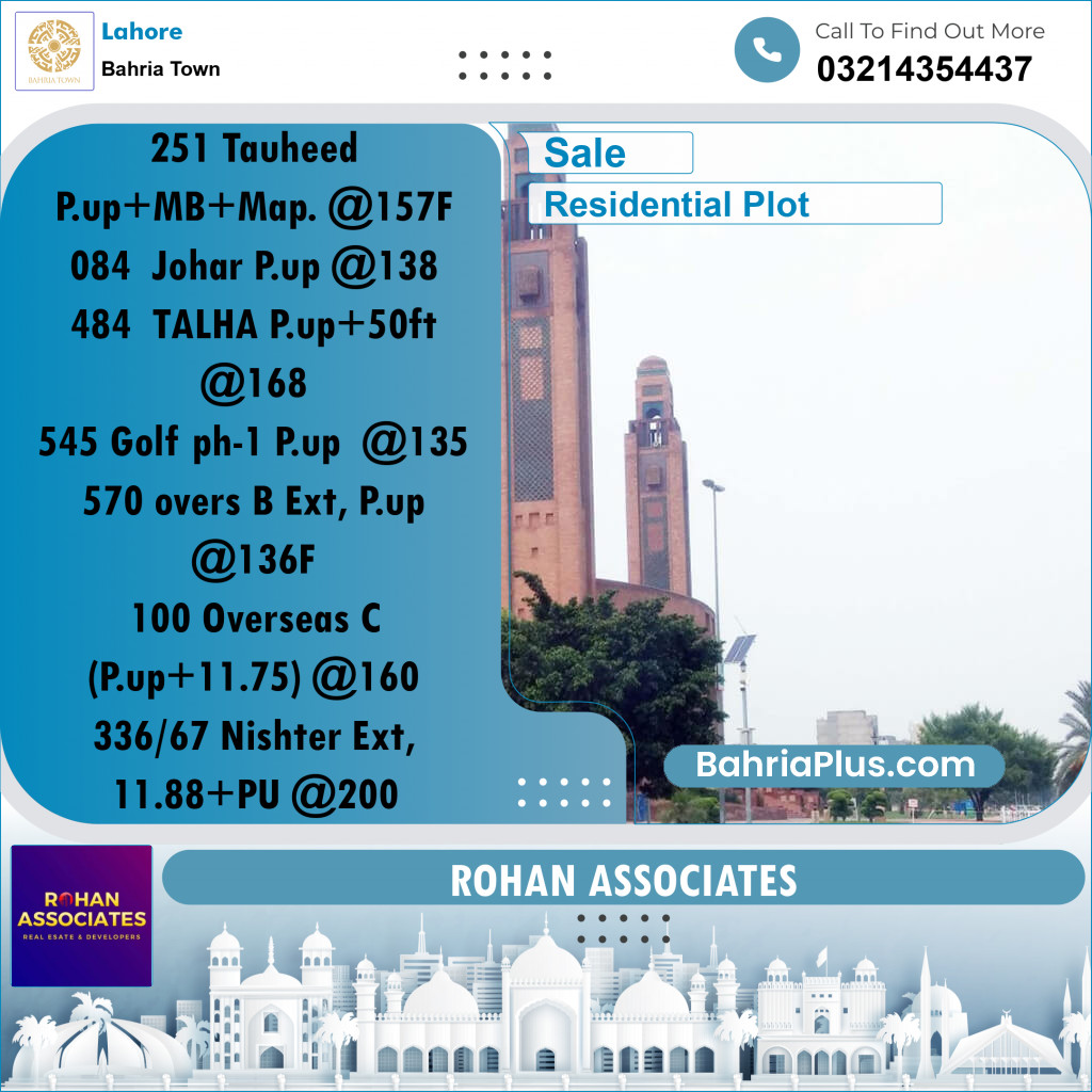 10 Marla Residential Plot for Sale in Bahria Town, Lahore - (BP-360452)