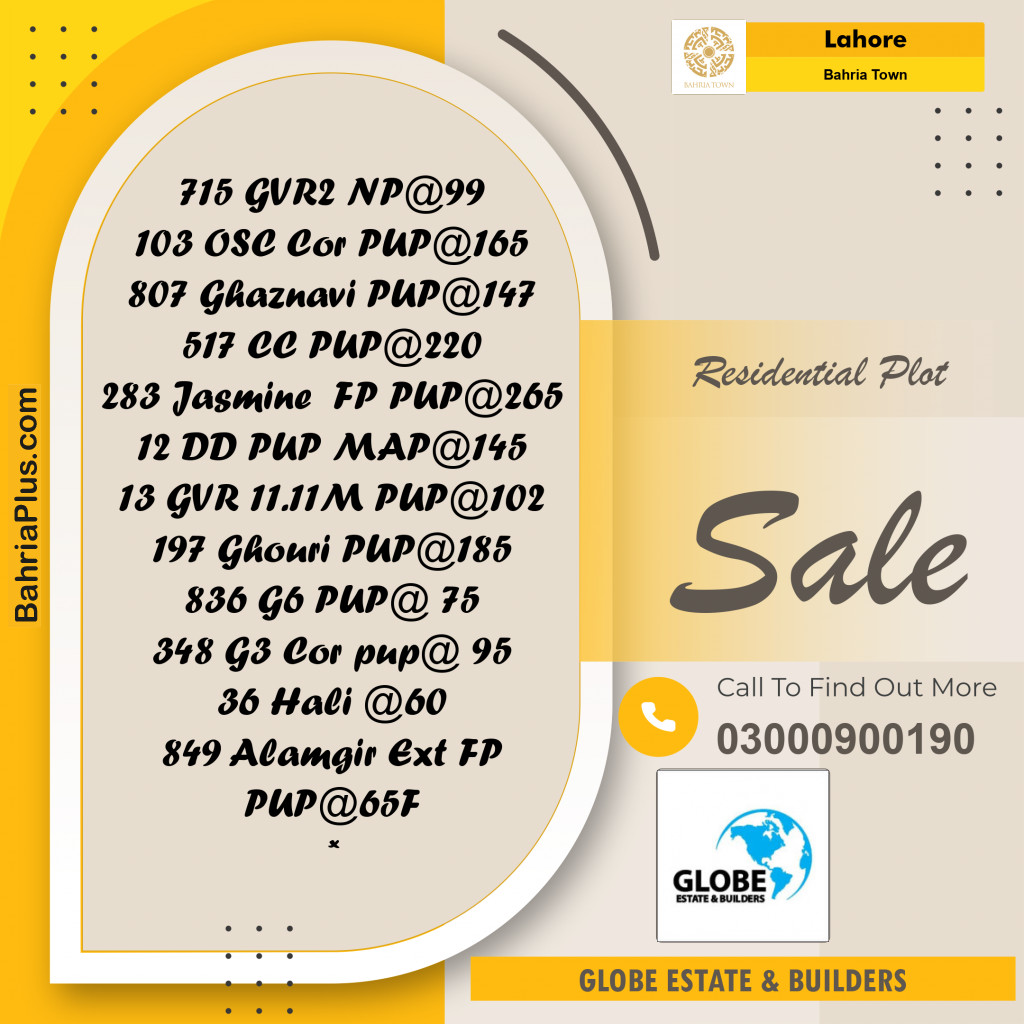 Residential Plot for Sale in Bahria Town, Lahore - (BP-360478)
