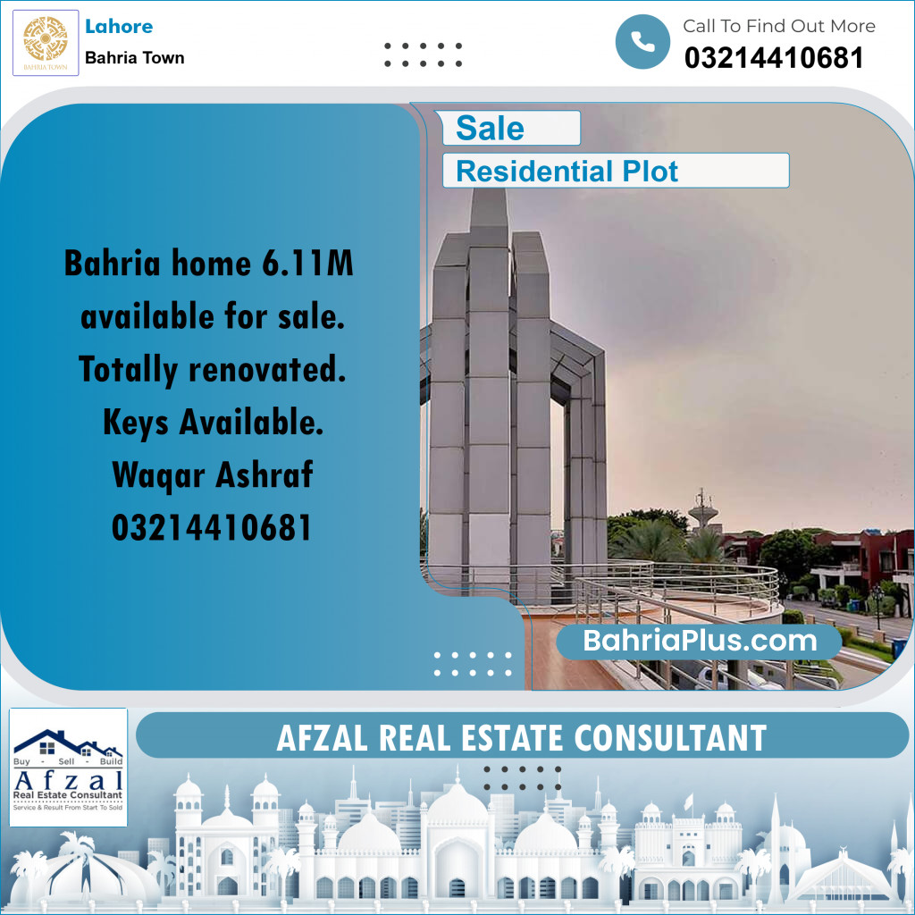 Residential Plot for Sale in Bahria Town, Lahore - (BP-360521)