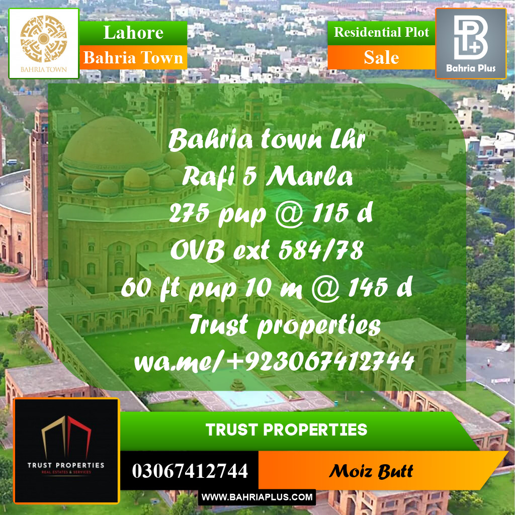 Residential Plot for Sale in Bahria Town, Lahore - (BP-360626)