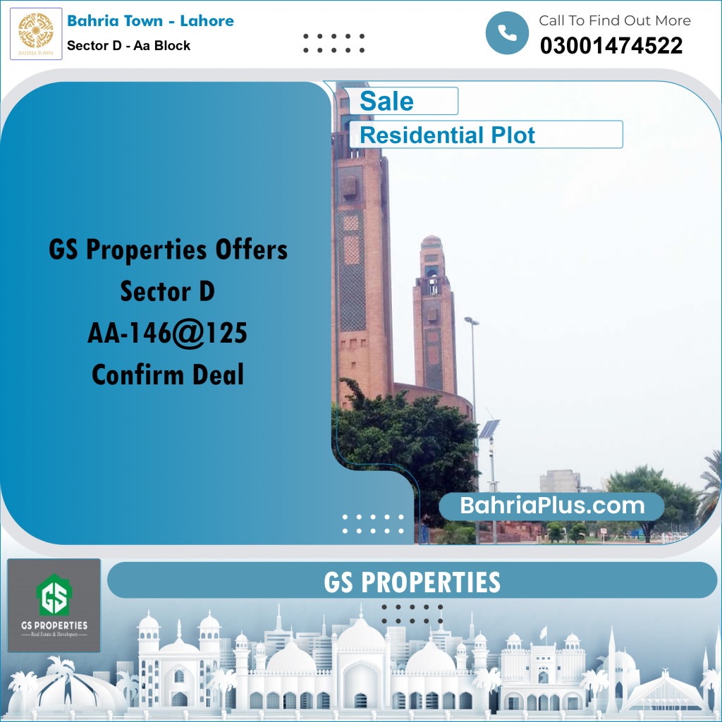5 Marla Residential Plot for Sale in Sector D - AA Block -  Bahria Town, Lahore - (BP-360672)