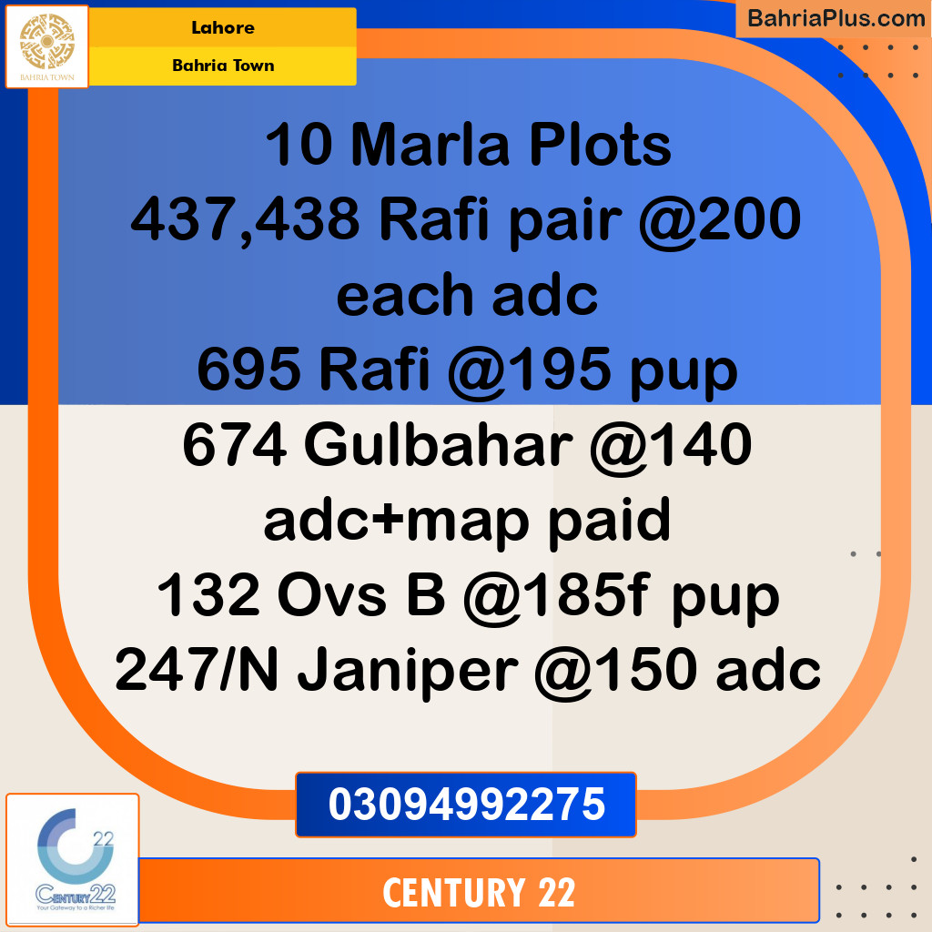 10 Marla Residential Plot for Sale in Bahria Town, Lahore - (BP-360789)