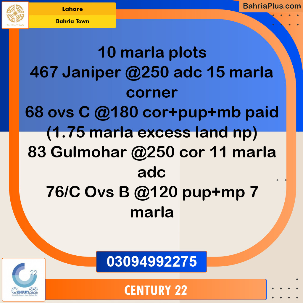 10 Marla Residential Plot for Sale in Bahria Town, Lahore - (BP-360791)