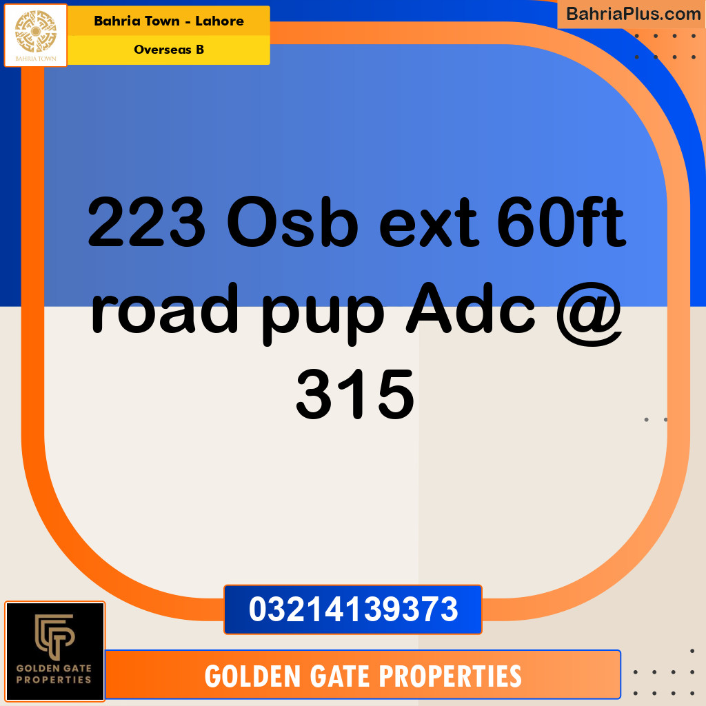 1 Kanal Residential Plot for Sale in Overseas B -  Bahria Town, Lahore - (BP-360803)