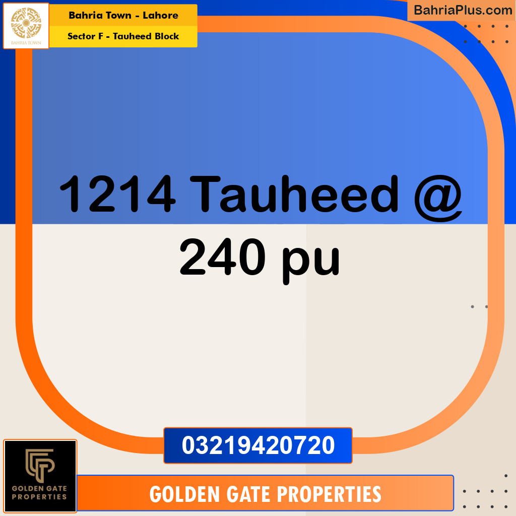 1 Kanal Residential Plot for Sale in Sector F - Tauheed Block -  Bahria Town, Lahore - (BP-360822)