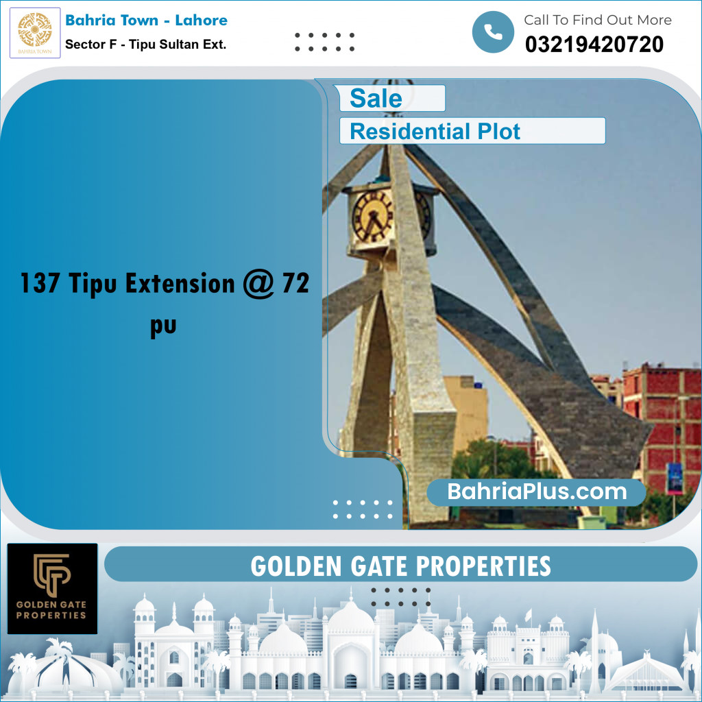 5 Marla Residential Plot for Sale in Sector F - Tipu Sultan Ext. -  Bahria Town, Lahore - (BP-360832)