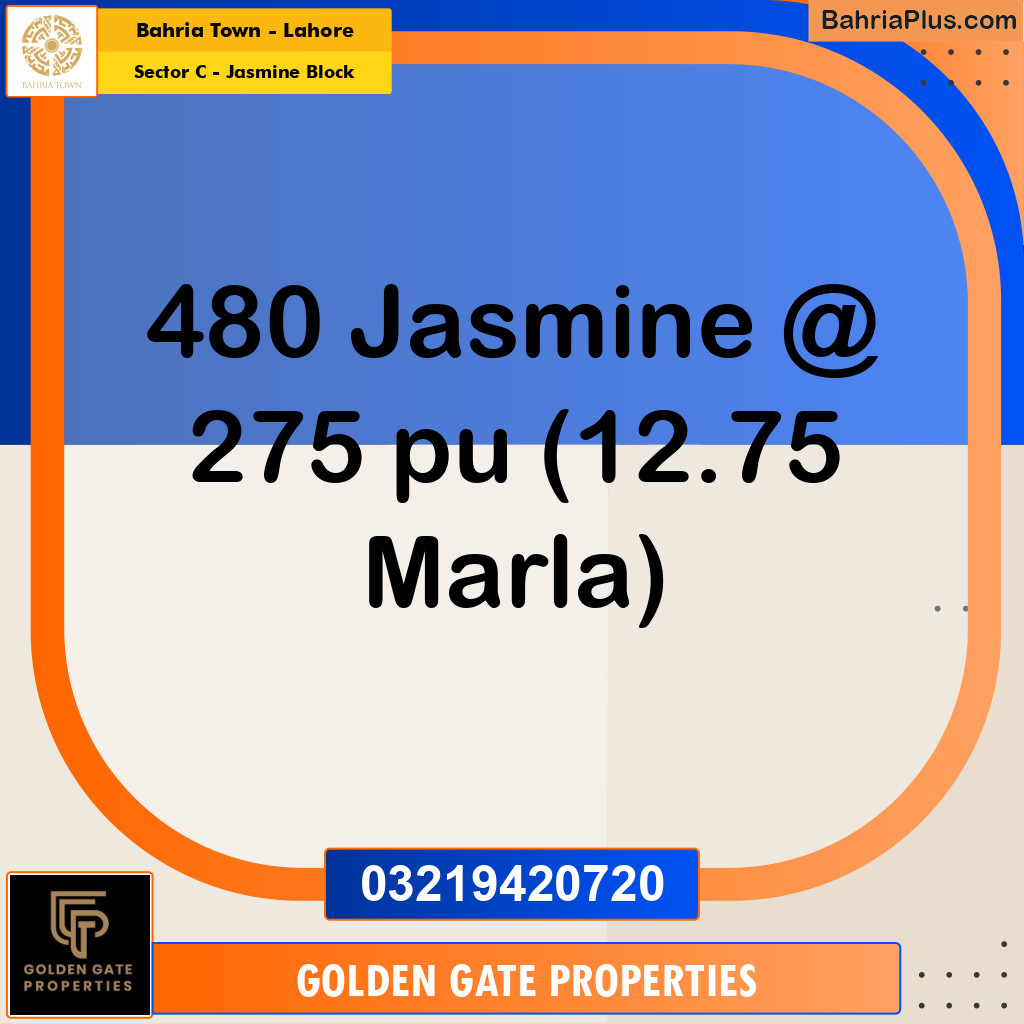 12.75 Marla Residential Plot for Sale in Sector C - Jasmine Block -  Bahria Town, Lahore - (BP-360859)