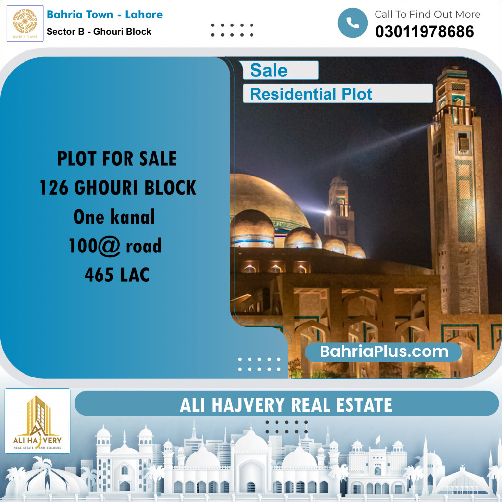 1 Kanal Residential Plot for Sale in Sector B - Ghouri Block -  Bahria Town, Lahore - (BP-360882)