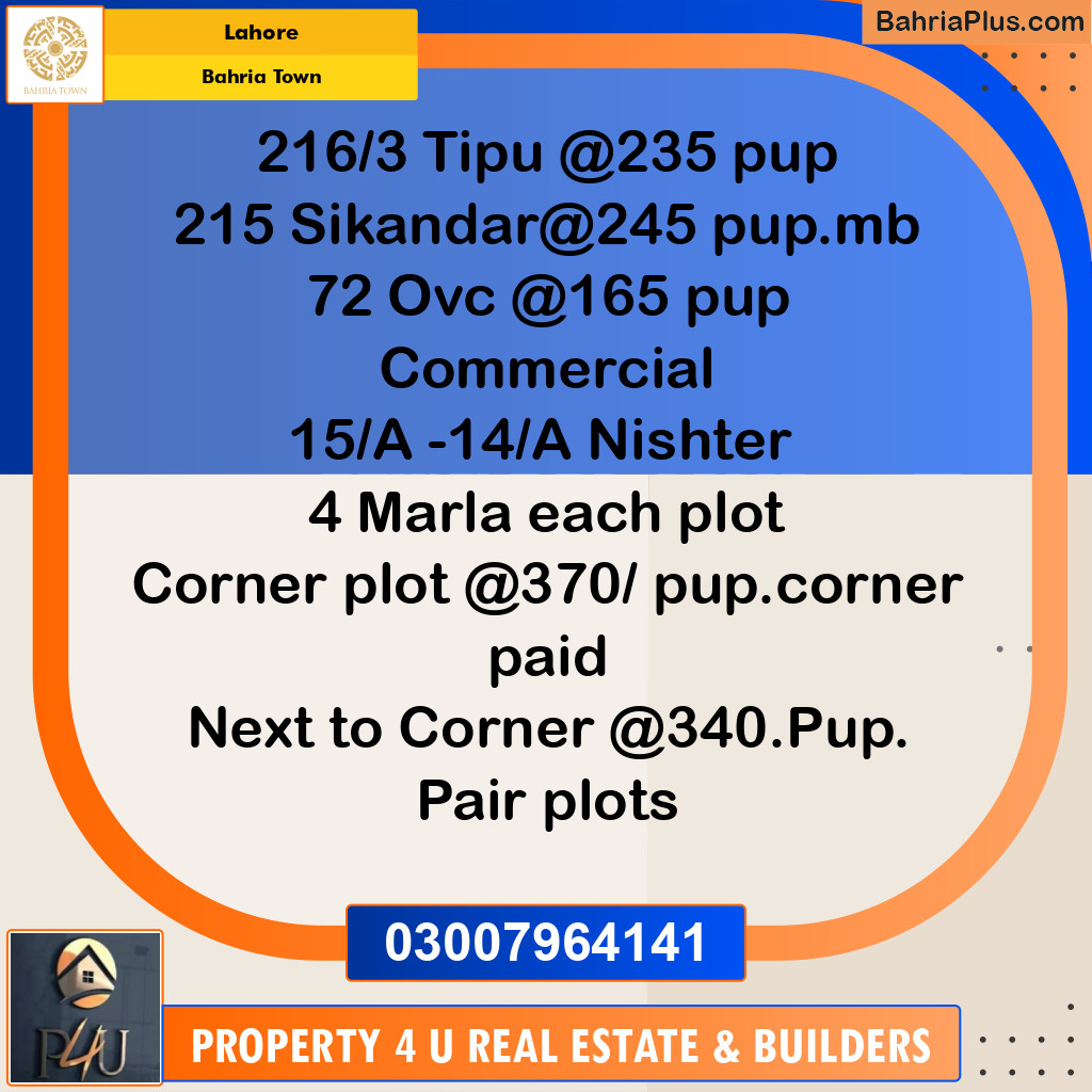 Residential Plot for Sale in Bahria Town, Lahore - (BP-361005)