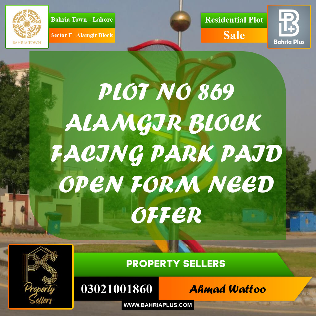 5 Marla Residential Plot for Sale in Sector F - Alamgir Block -  Bahria Town, Lahore - (BP-361023)