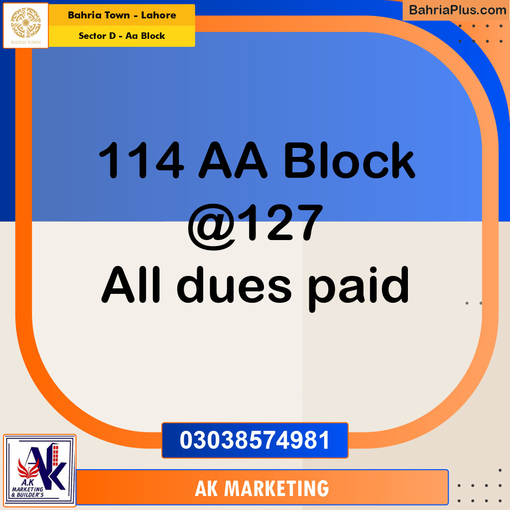 5 Marla Residential Plot for Sale in Sector D - AA Block -  Bahria Town, Lahore - (BP-361049)