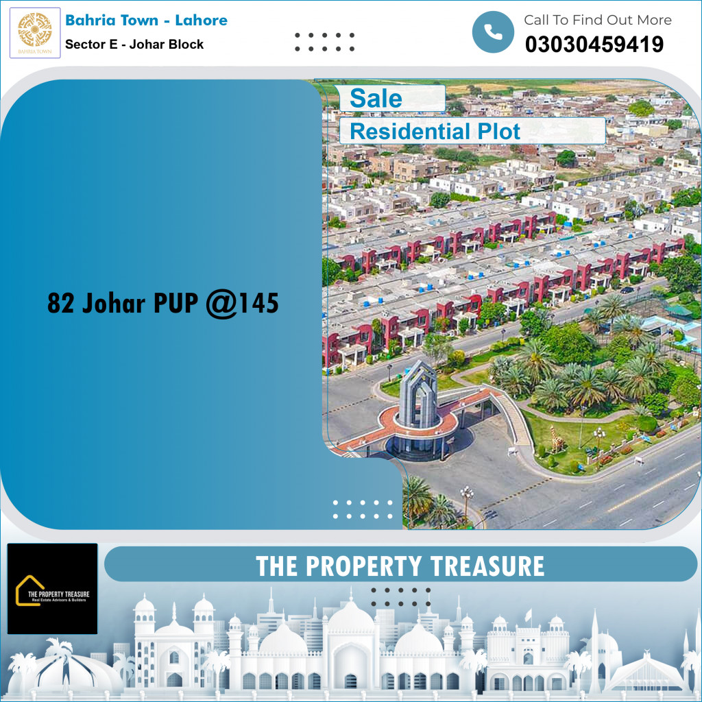 10 Marla Residential Plot for Sale in Sector E - Johar Block -  Bahria Town, Lahore - (BP-361114)