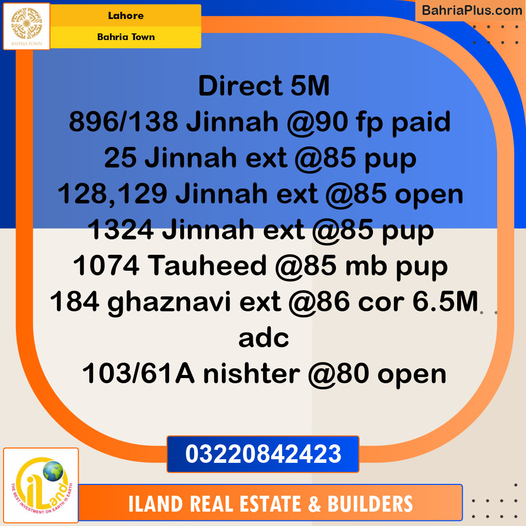 Residential Plot for Sale in Bahria Town, Lahore - (BP-361124)