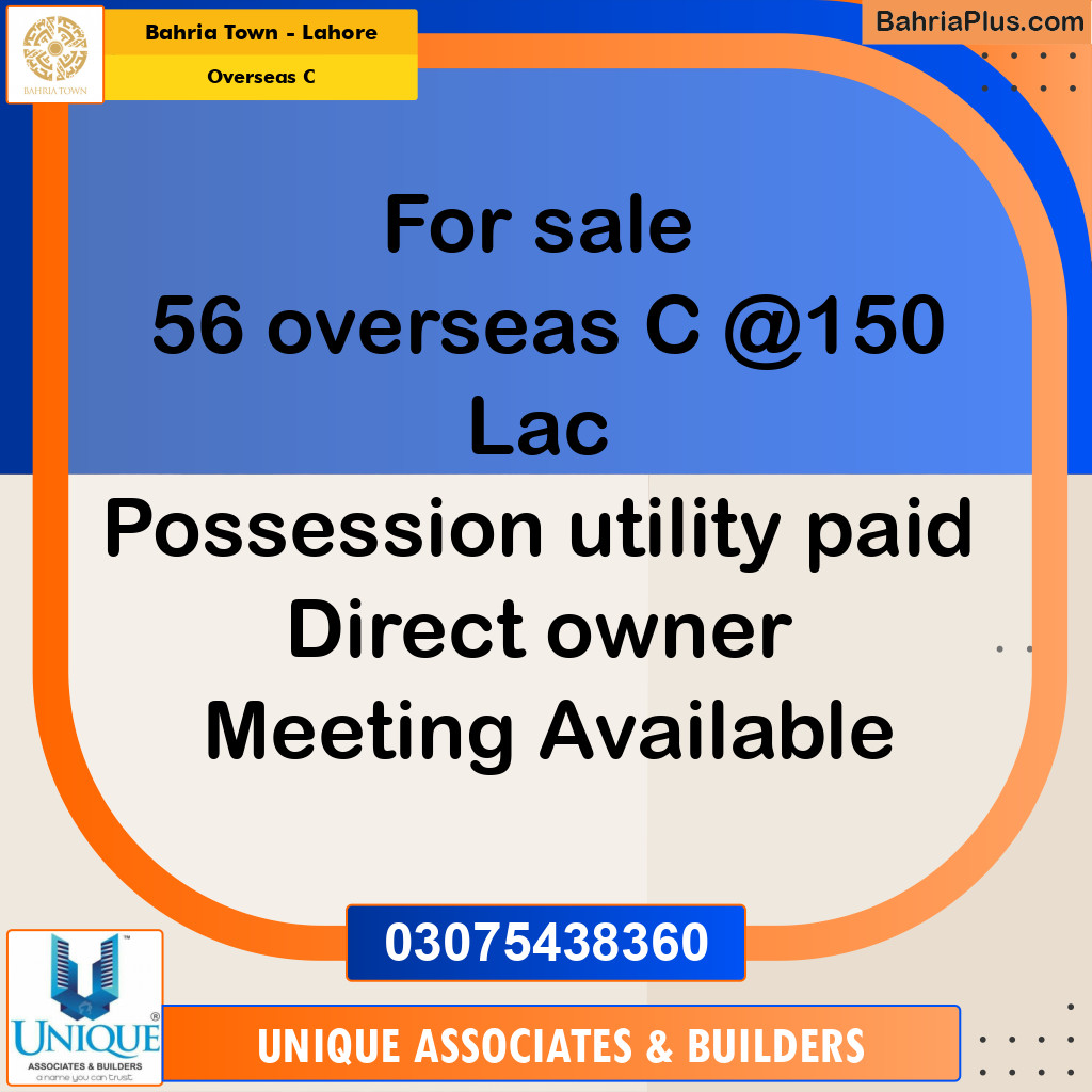 10 Marla Residential Plot for Sale in Overseas C -  Bahria Town, Lahore - (BP-361365)