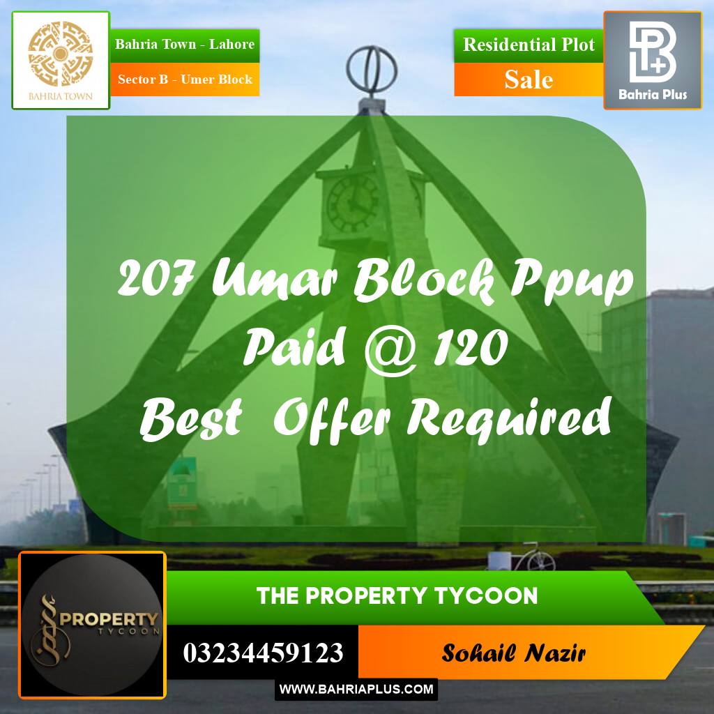 5 Marla Residential Plot for Sale in Sector B - Umer Block -  Bahria Town, Lahore - (BP-361387)