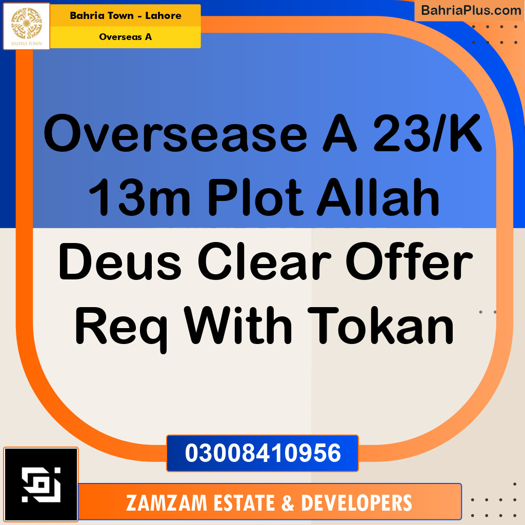 13 Marla Residential Plot for Sale in Overseas A -  Bahria Town, Lahore - (BP-361428)