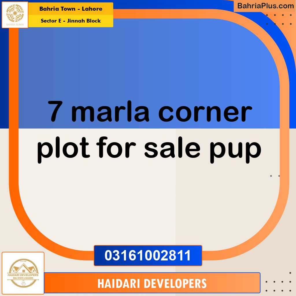 7 Marla Residential Plot for Sale in Sector E - Jinnah Block -  Bahria Town, Lahore - (BP-361463)