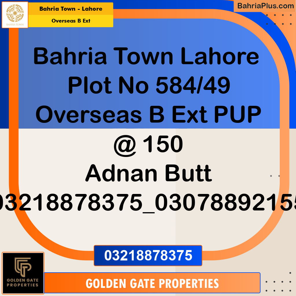 10 Marla Residential Plot for Sale in Overseas B Ext -  Bahria Town, Lahore - (BP-361568)