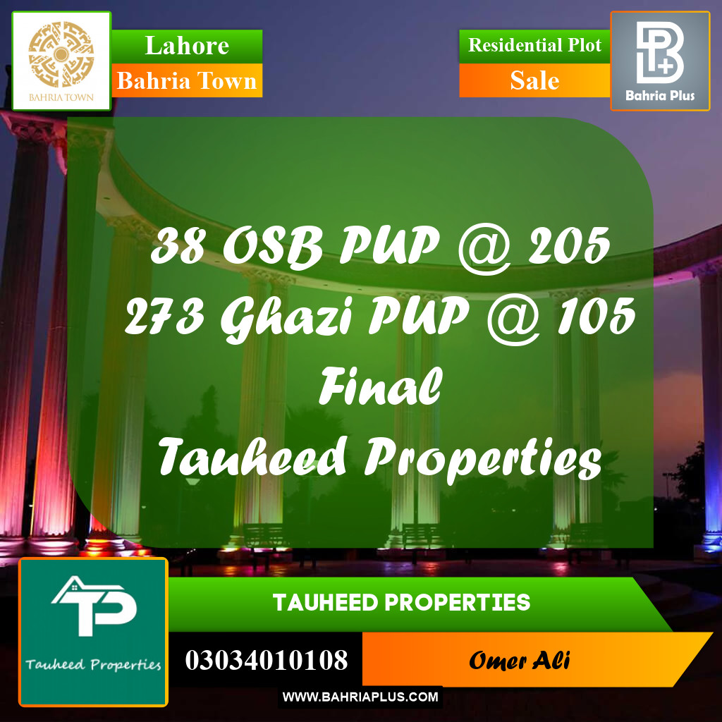 10 Marla Residential Plot for Sale in Bahria Town, Lahore - (BP-361617)