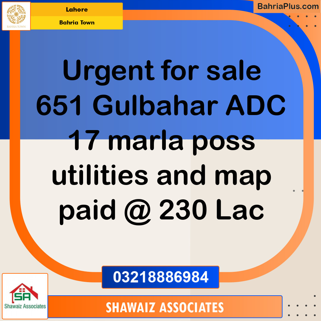 17 Marla Residential Plot for Sale in Bahria Town, Lahore - (BP-361645)