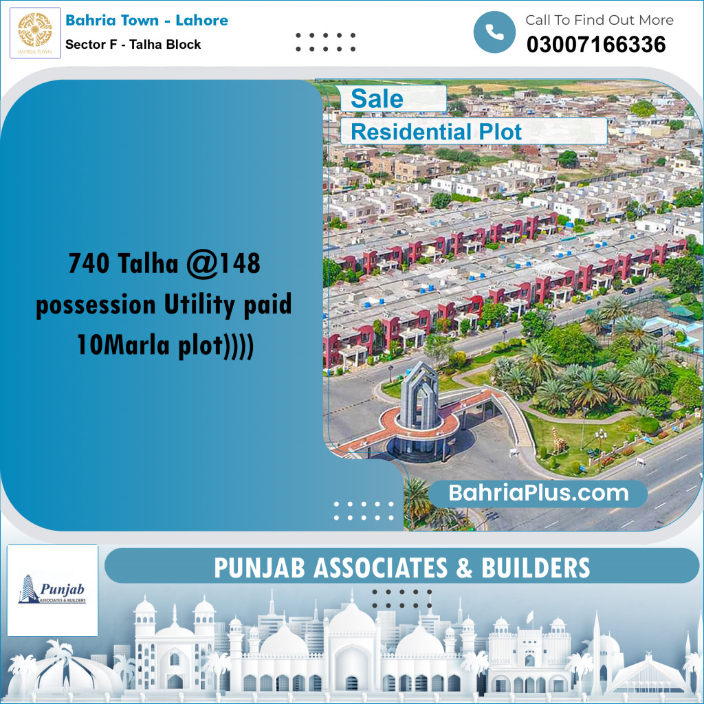 Residential Plot for Sale in Sector F - Talha Block -  Bahria Town, Lahore - (BP-361646)