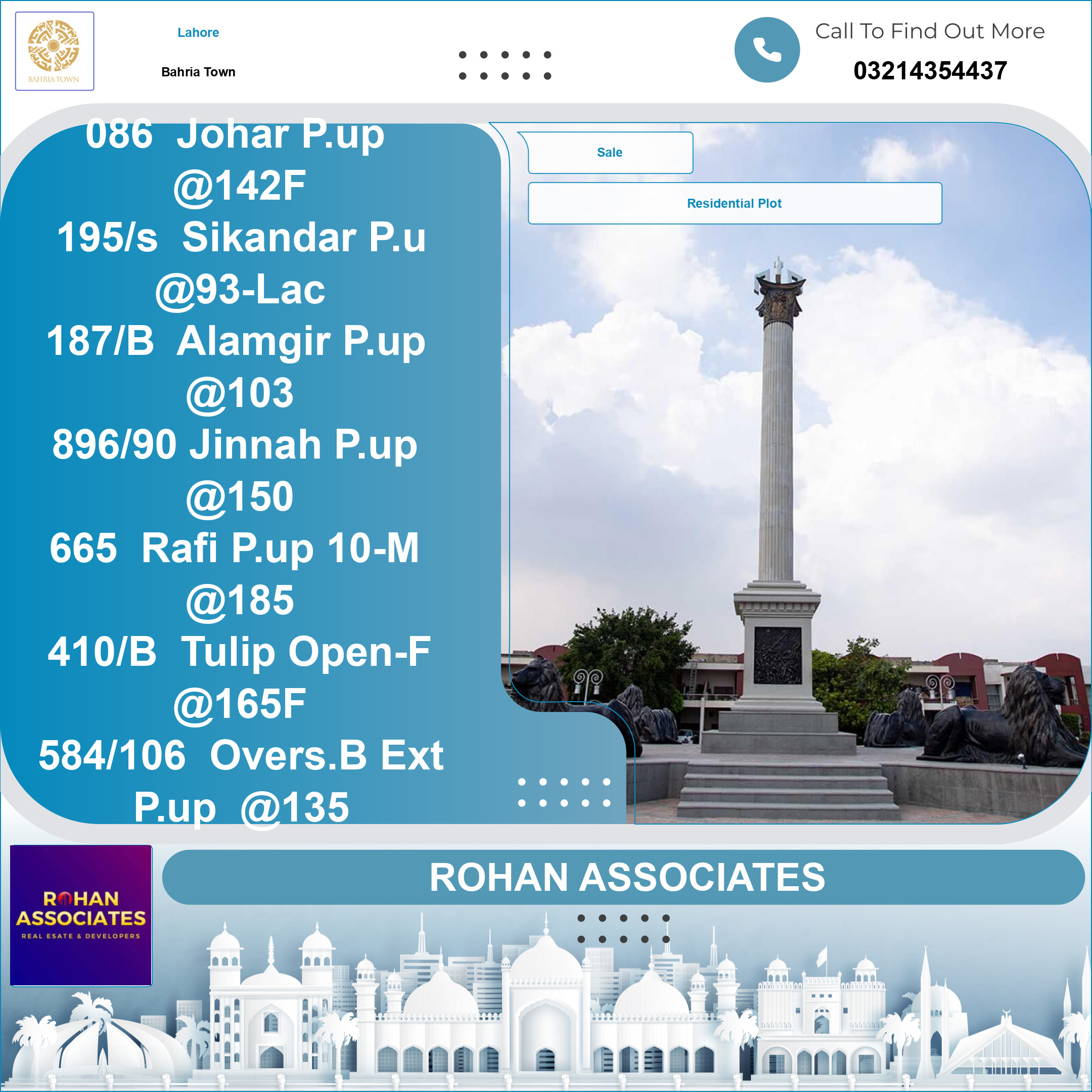 Residential Plot for Sale in Bahria Town, Lahore - (BP-361676)