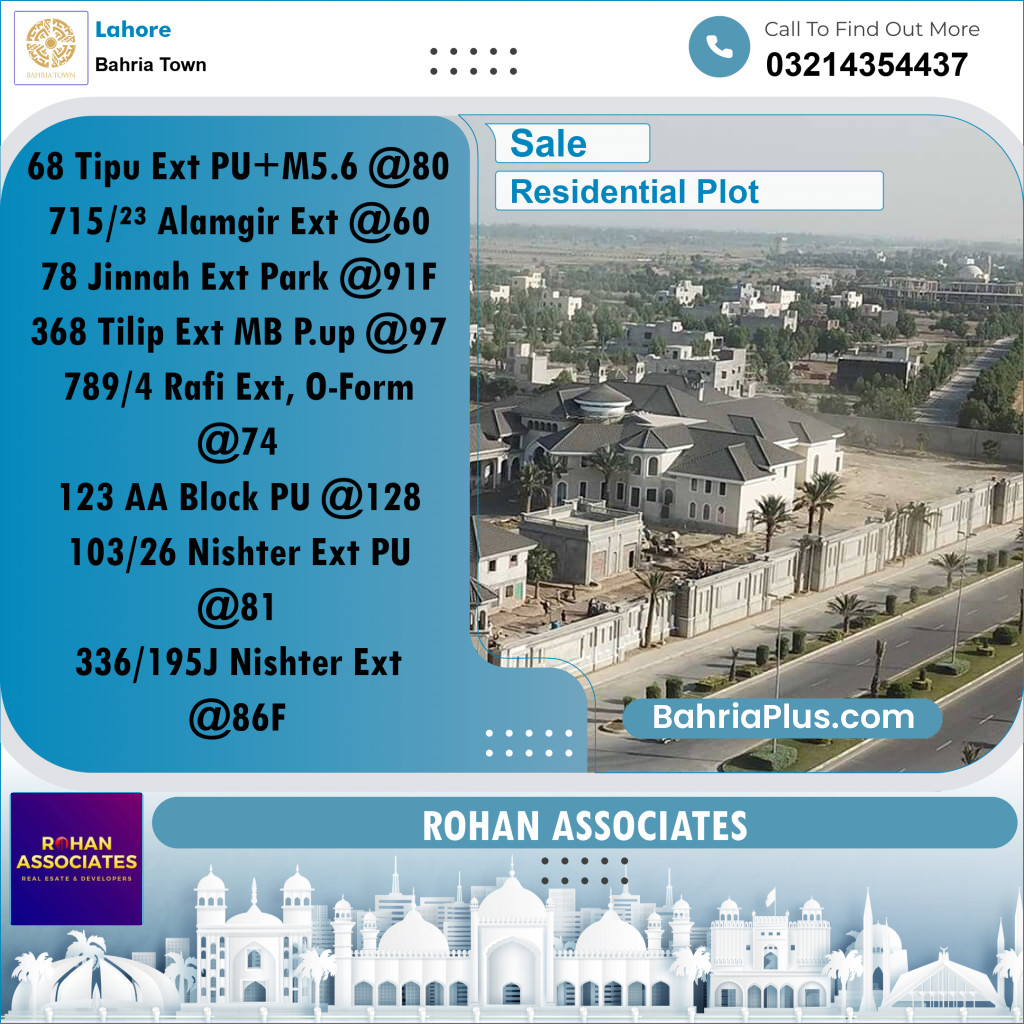 Residential Plot for Sale in Bahria Town, Lahore - (BP-361681)