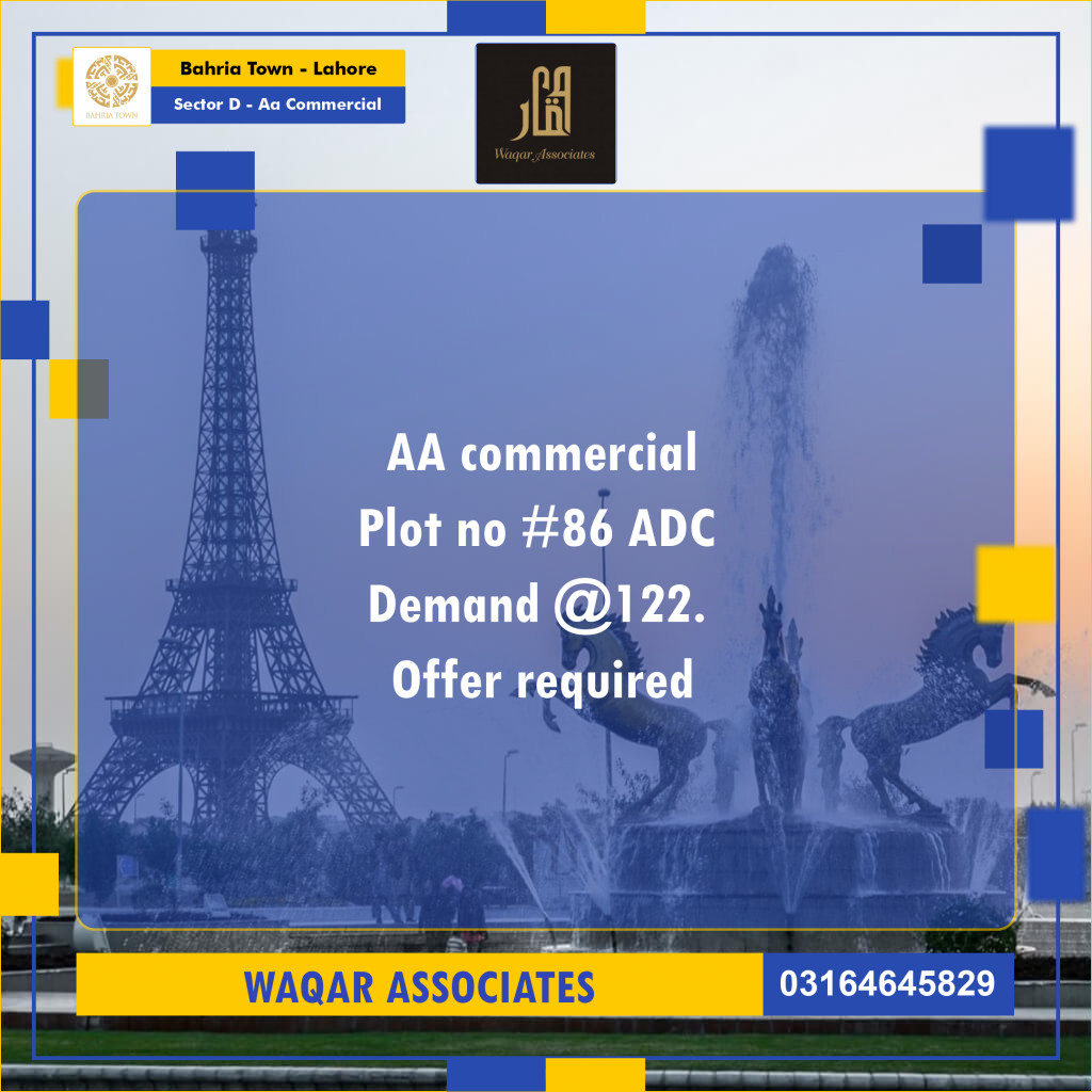 2 Marla Residential Plot for Sale in Sector D - AA Commercial -  Bahria Town, Lahore - (BP-361692)