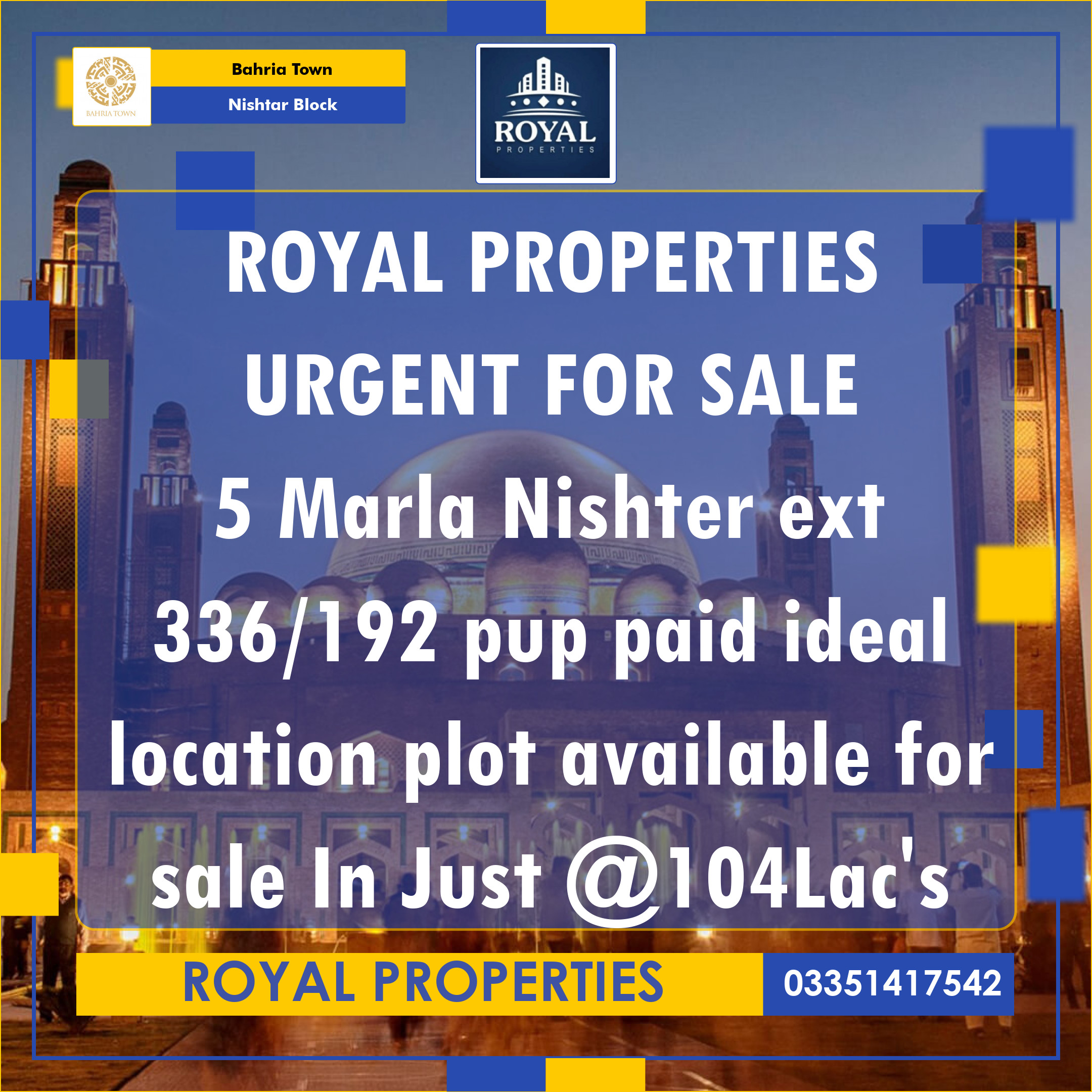 5 Marla Residential Plot for Sale in Sector E - Nishtar Block -  Bahria Town, Lahore - (BP-361703)